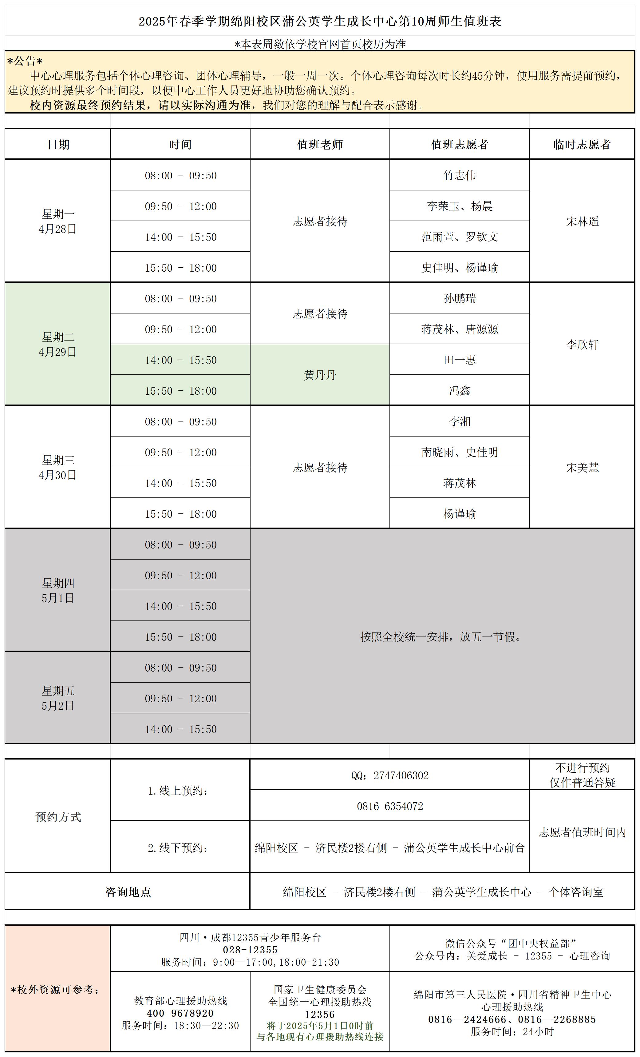 蒲公英学生成长中心2025年春季学期第10周师生值班表_Sheet1.jpg