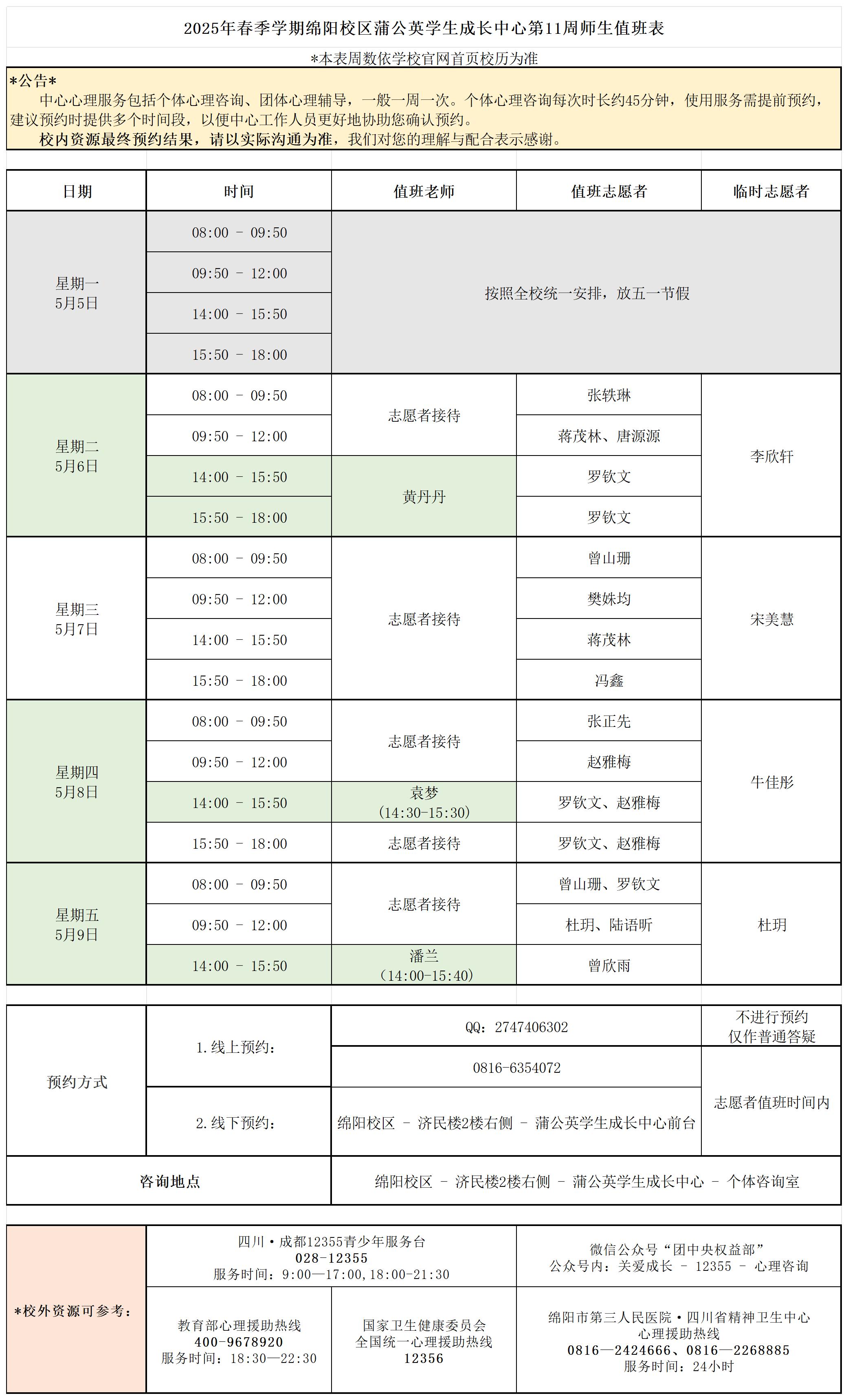 蒲公英学生成长中心2025年春季学期第11周师生值班表_Sheet1.jpg